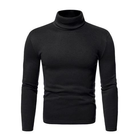 Men's Turtleneck Long Sleeve T-Shirt Fleece Lined Warm Base Layer Slim Fit Polyester Casual Business Pullover Top