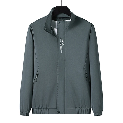 Herren Stehkragen Lässig Jacke Windjacke Polyester Leicht Outdoor Sport Oberbekleidung Minimalistisch Frühling Herbst Mantel