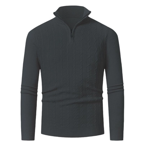 Men's Casual Stand Collar Half Zipper Sweater Cable Knit Pullover Top Long Sleeve Polyester Cotton Blend Knitwear Winter
