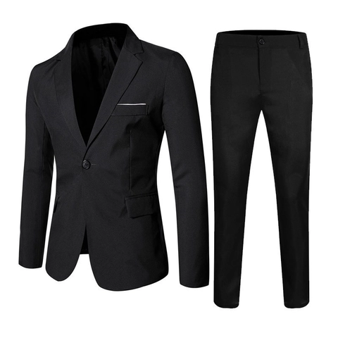 Men's Slim Fit Business Suit Two-Piece Set Notch Lapel Single Breasted Blazer And Pants For Wedding Office Party Formal Wear