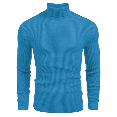 Herren Lässiger Slim Fit Rollkragenpullover Baumwollmischung Bedruckt Rippstrick Pullover Langarm Warmer Winter Top