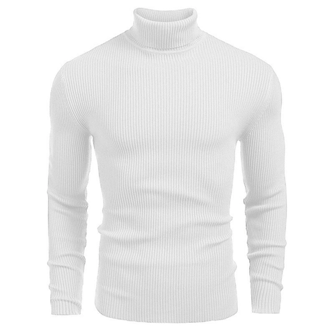 Men's Slim Fit Turtleneck Ribbed Knit Sweater Autumn Winter Long Sleeve Pullover Basic Base Layer Top Acrylic Soft Jumper