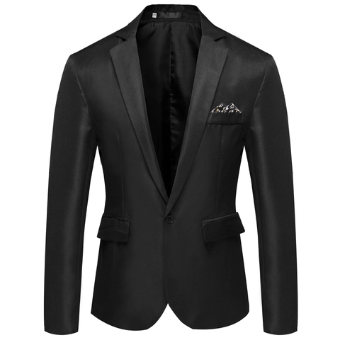 Men's Slim Fit Casual Blazer Single Breasted One Button Solid Color Business Wedding Suit Jacket Lightweight Non-Iron Top For Men