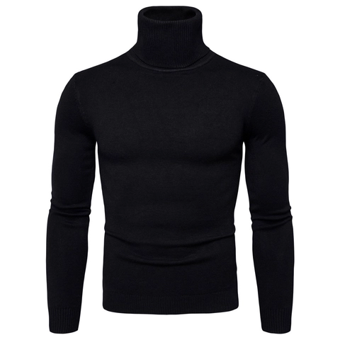 Men's Slim Fit High Collar Knit Sweater Solid Color Long Sleeve Pullover Ribbed Hem Polyester Cotton Blend Base Shirt Top