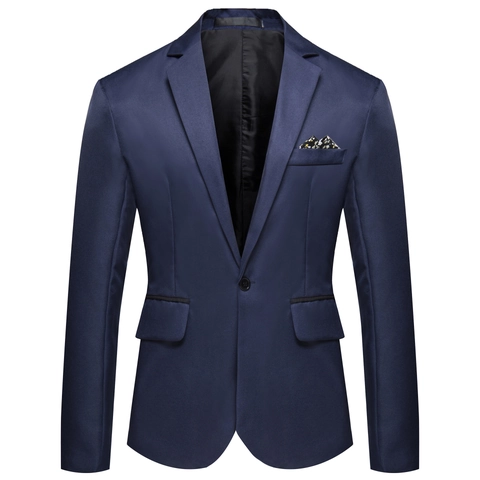Men's Slim Fit Casual Blazer Single Breasted One Button Solid Color Business Wedding Suit Jacket Lightweight Non-Iron Top For Men