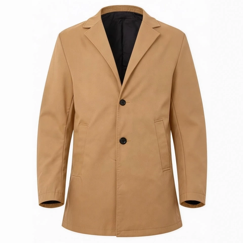 Men's Classic Slim Fit Mid-Length Trench Coat Single Breasted Business Casual Lapel Overcoat Spring Autumn Outerwear