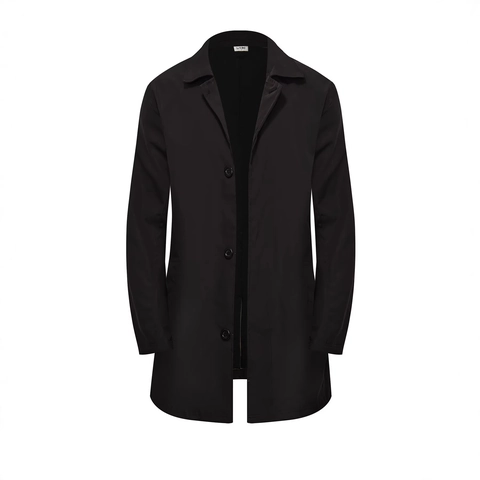 Trench-coat Classique Mi-long pour Homme Polyester Simple Boutonnage Revers Décontracté Affaires Coupe-vent Printemps Automne Veste