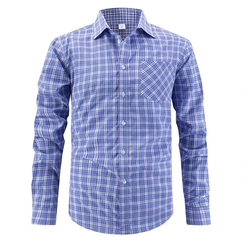 Herren Langarm Kariertes Hemd Business Casual Polyester Viskose Mischung Top Mit Brusttasche Büro Arbeit Reguläre Passform