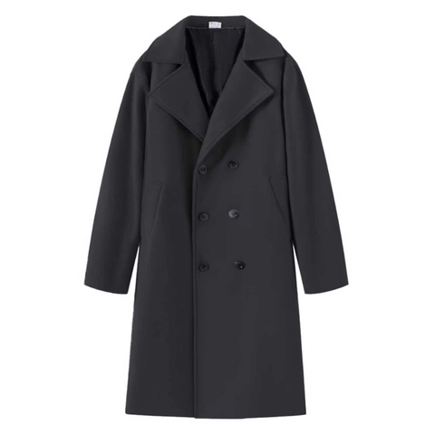 Heren Middellange Double Breasted Wollen Jas Slim Fit Casual Zakelijke Trenchcoat Winter Warme Revers Jas Heren