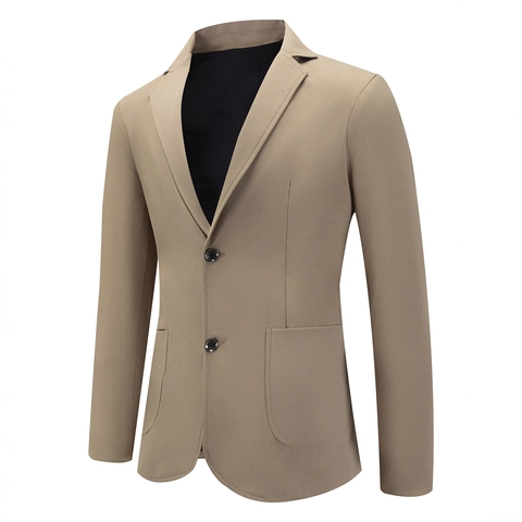 Heren Casual Blazerjasje Lichtgewicht Polyester Single Breasted Revers Opgestikte Zakken Business Kantoor Dagelijks Gebruik