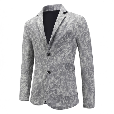 Men Polyester Tie Dye Suit Jacket Marble Print Blazer Notched Lapel Single Breasted Business Casual Office Daily Outerwear