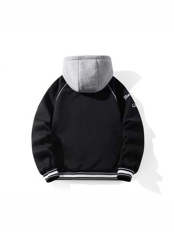 Veste Varsity Rétro Américaine pour Hommes À Capuche Broderie Chicago 23 Contraste Veste Baseball Décontractée Sport