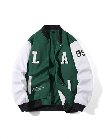 Ανδρικό Vintage Μπουφάν Varsity Πολυεστέρας Color Block Γράμματα Patchwork Streetwear Μπουφάν Bomber Για Άνδρες