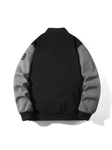 Herren Vintage Street Varsity Jacke Polyester Color Block Patchwork Buchstaben Bestickt Locker Baseball Mantel Streetwear