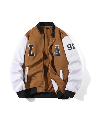 Ανδρικό Vintage Μπουφάν Varsity Πολυεστέρας Color Block Γράμματα Patchwork Streetwear Μπουφάν Bomber Για Άνδρες