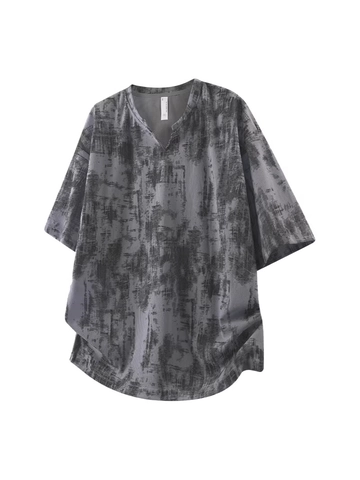 Camiseta Casual para Hombre Cuello en V Manga Corta Estampado Tie Dye Tela de Gofre de Poliéster Streetwear Vintage Americano