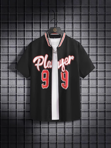 Heren Baseballshirt Met Korte Mouwen Katoenmix Print Sport Top Casual Amerikaanse Streetstyle Overhemd Voor Heren