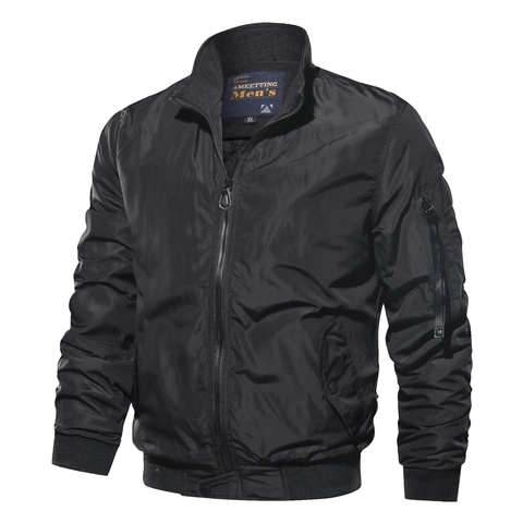 Giacca Bomber Classica da Uomo Imbottita Antivento Outdoor Collo in Piedi Chiusura a Zip Cappotto Casual Invernale Caldo