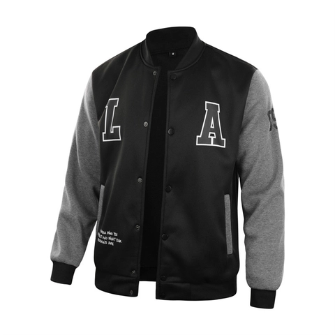 Men Retro Varsity Jacket American College Style Color Block Embroidery Patch Baseball Jacket Casual Lightweight Snap Outerwear
