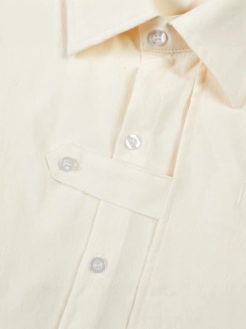 Camisa Casual de Manga Corta para Hombre de Tejido Texturizado Mezcla de Poliéster Ajuste Holgado con Solapa para el Verano