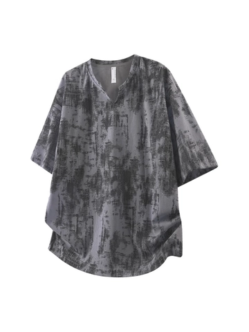 Men's Vintage Tie Dye V Neck T-Shirt Oversized Abstract Print Short Sleeve Polyester Top Summer Streetwear Casual Tee