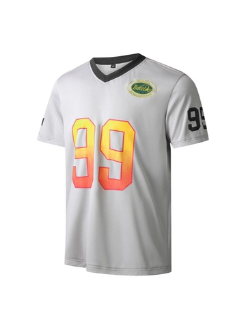Herren Mesh Atmungsaktiv V-Ausschnitt Sport Trikot Kurzarm T-Shirt Mit Nummer 99 Druck Amerikanischer Fußball Stil Athletisches Top