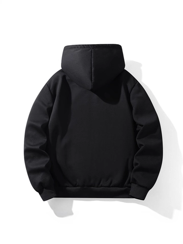 Herren Dicke Fleece Gefütterte Kapuzenjacke New York Brief Druck Reißverschluss Sherpa Oberbekleidung Winter Lässig Warm Mantel
