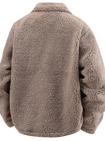 Herren Verdickte Sherpa-Fleecejacke Warmer Wintermantel Lässig Revers Lockere Oberbekleidung Khaki