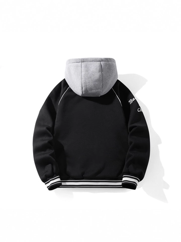 Veste de Sport à Capuche Streetwear Américain pour Hommes Manteau Varsity Color Block Imprimé Chicago 23 Hauts Tricotés Mincies