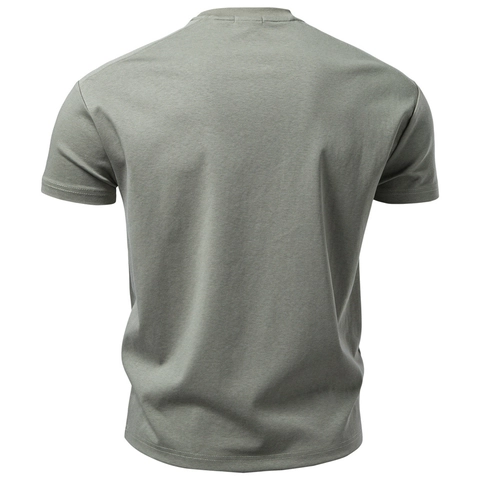 Men High Quality Cotton Blend Short Sleeve T-Shirt Solid Color Slim Fit Round Neck 3D Cutting Casual Summer Top Tee