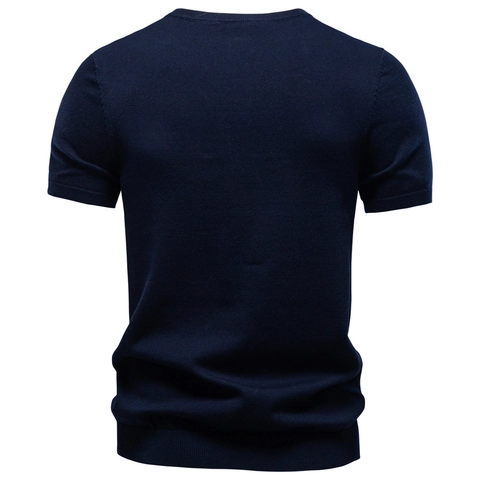 Maglietta in Maglia da Uomo 100% Cotone a Righe Girocollo Manica Corta Slim Fit Casual Estiva Top in Maglia Traspirante