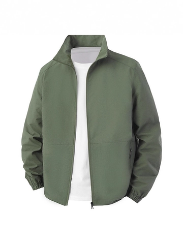 Men Bomber Jacket Lightweight Nylon Stand Collar Windproof Outerwear Casual Loose Fit Zip Up Jacket Spring Autumn Chic Windbreaker Top