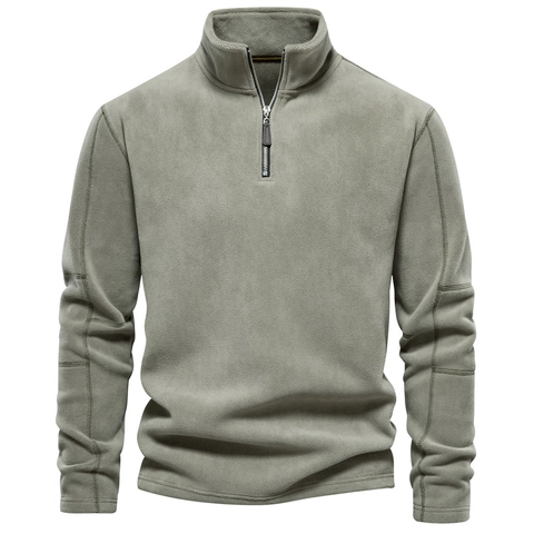 Men's Fleece Pullover Sweatshirt Long Sleeve Half Zip Stand Collar Hooded Winter Warm Casual Loose Fit Fleece Jacket Top