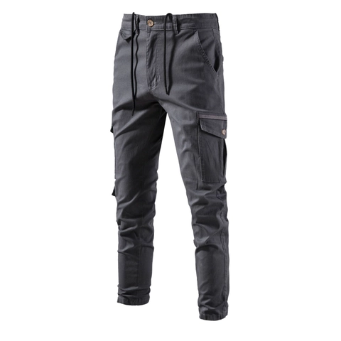 Pantaloni Cargo Casual da Uomo in Cotone Traspiranti Multi Tasche Slim Fit Pantaloni da Lavoro Outdoor Primavera Autunno