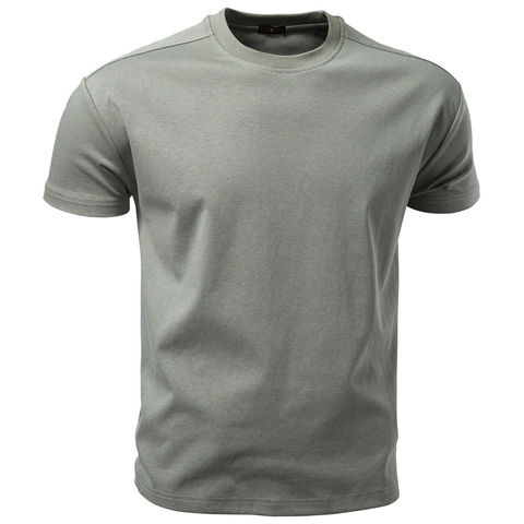 Men's Cotton Blend 3D Tailoring Slim Fit Short Sleeve T-Shirt Solid Color Round Neck Top Casual Breathable Men Tee Shirt