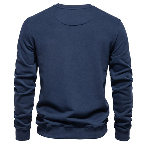 Felpa da Uomo Girocollo in Misto Cotone a Manica Lunga Tinta Unita Pullover Vestibilità Larga Casual Taglia Europea Moda Top