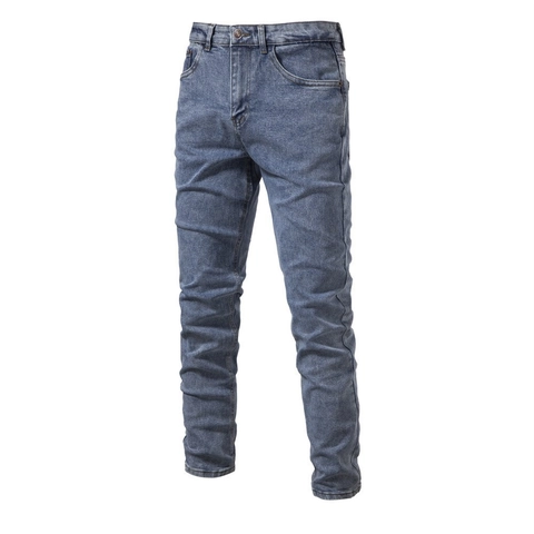 Pantalones Vaqueros Clásicos de Corte Recto para Hombre Mezcla de Algodón Lavado Ajustados Elásticos para Estilo Urbano Casual Diario