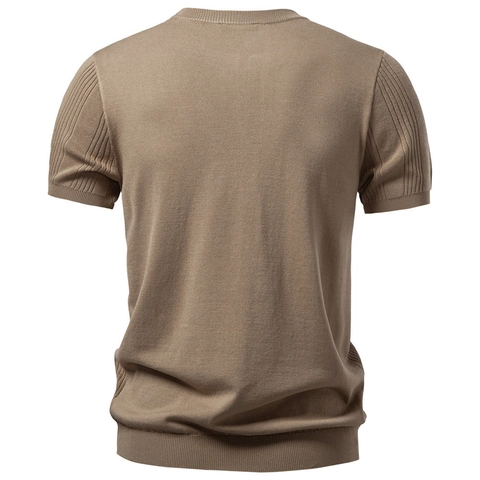 Ανδρικό Casual Henley Polo Μπλουζάκι Βισκόζη Πολυεστέρας Πλεκτό Με Κάθετη Ρίγα Κοντό Μανίκι Αναπνεύσιμο Καλοκαίρι
