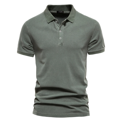 Polo da Uomo Casual a Manica Corta in Cotone Piqué Traspirante Tinta Unita Colletto a Punta Business Sportivo Top per Estate