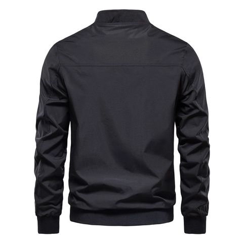 Men's Stand Collar Bomber Jacket Polyester Windbreaker Contrast Lining Casual Regular Fit Spring Autumn Lightweight Top
