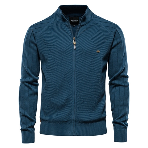 Herren Casual Strickjacke Baumwollmischung Stehkragen Patchwork Slim Fit Pullover Für Herbst Winter Alltag Mode Oberbekleidung Männer