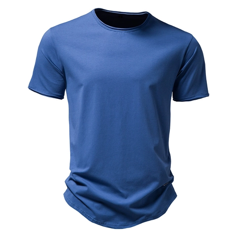 Herren Casual Baumwolle T-Shirt Rundhalsausschnitt Kurzarm Basic Einfarbig Abgerundeter Saum Sommer Atmungsaktives Top