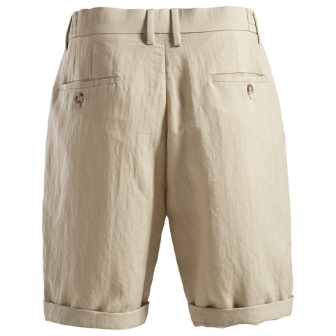 Short Homme Business Décontracté en Coton Lyocell Plissé avec Revers Été Couleur Unie Respirant pour Bureau Quotidien
