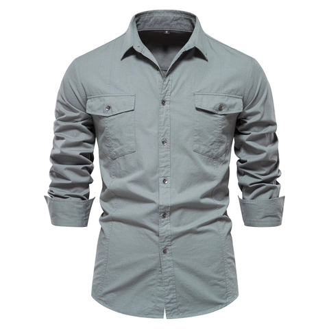 Heren 100% Katoen Casual Werkkleding Overhemd Lange Mouw Omgeslagen Kraag Effen Kleur Europese Maat Strijkvrij Fashion Business