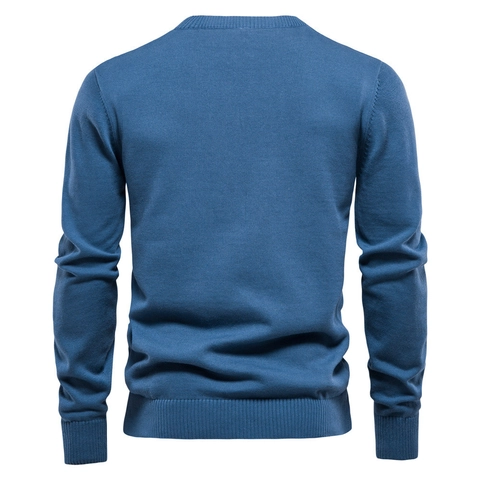 Men's Long Sleeve Henley Neck Knit Sweater Casual Cotton Blend Solid Color Button Pullover Top For Autumn Winter