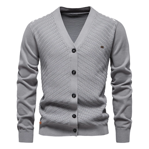 Heren Cardigan V-Hals Slim Fit Casual Katoenmix Trui Knoopsluiting Lange Mouw Top Herfst Winter Mode Effen Kleur Comfortabel Heren Kleding