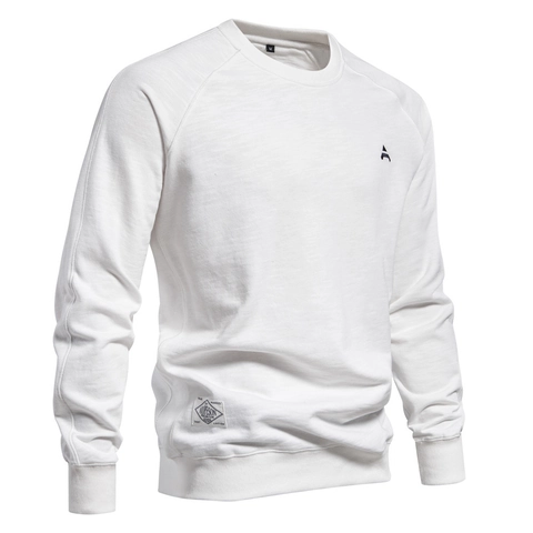 Heren Casual Katoenmix Pullover Sweatshirt Minimalistisch Effen Kleur Raglanmouwen Ronde Hals Top Voor Lente Herfst