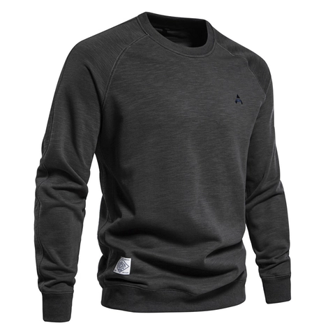 Heren Casual Katoenmix Pullover Sweatshirt Minimalistisch Effen Kleur Raglanmouwen Ronde Hals Top Voor Lente Herfst