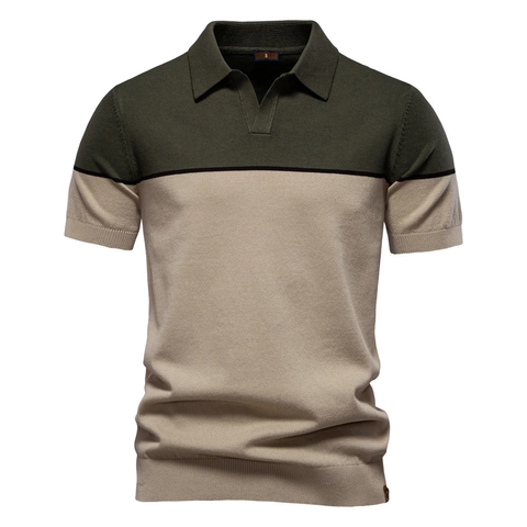 Polo de Punto para Hombre Bloque de Color Mezcla de Viscosa Manga Corta Cuello de Solapa Casual Verano Transpirable Retro
