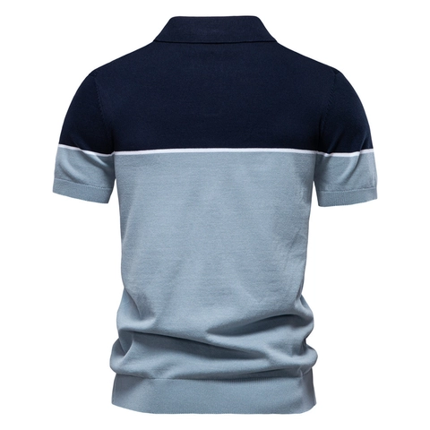 Polo de Punto para Hombre Bloque de Color Mezcla de Viscosa Manga Corta Cuello de Solapa Casual Verano Transpirable Retro